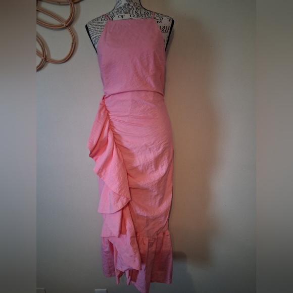 Cinq à Sept Neena Ruffle Midi Dress Flamingo Pink Size 0 - Picture 4 of 15